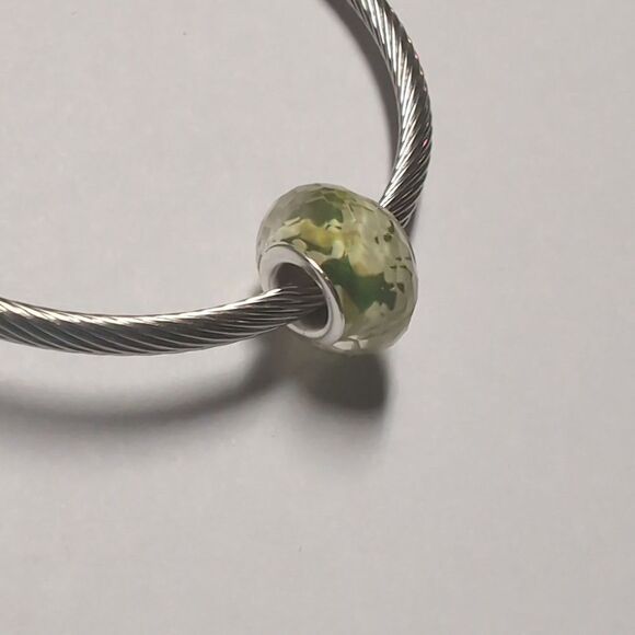 Clear with Green Camouflage Background Charm for Pandora Style Bracelet - Picture 5 of 5